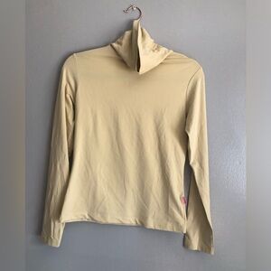 Cream Fitted Long Sleeve Turtleneck Sweater